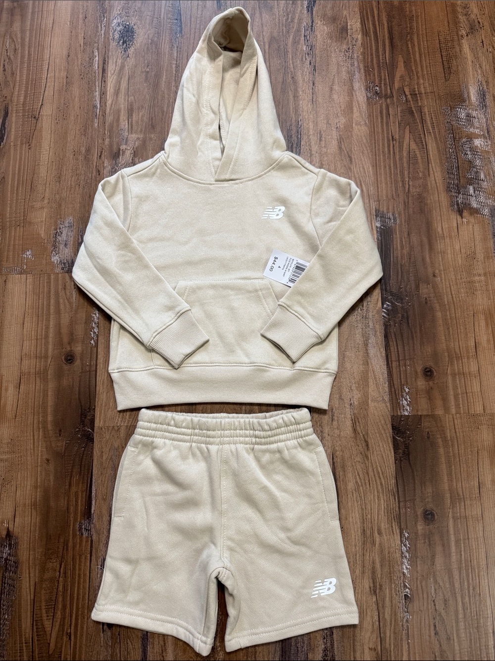 New Balance Cream Kids Hoodie & Shorts Set